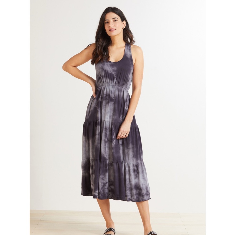 Sundry Malibu Gray Tie-Dye Midi Dress